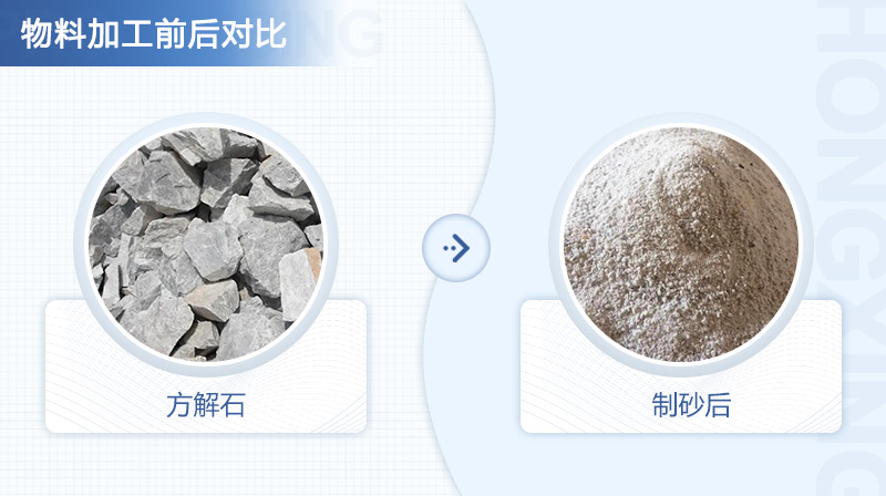 方解石制砂前后對(duì)比圖