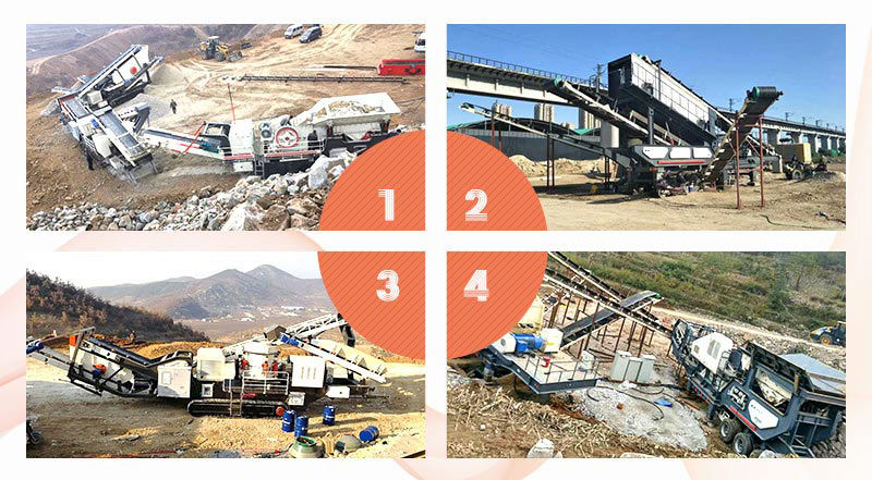 不同地區各種小型移動碎石機生產現場